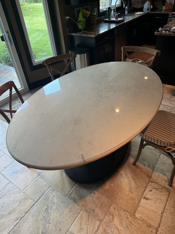 Oval tabletop, cut and delivered same day