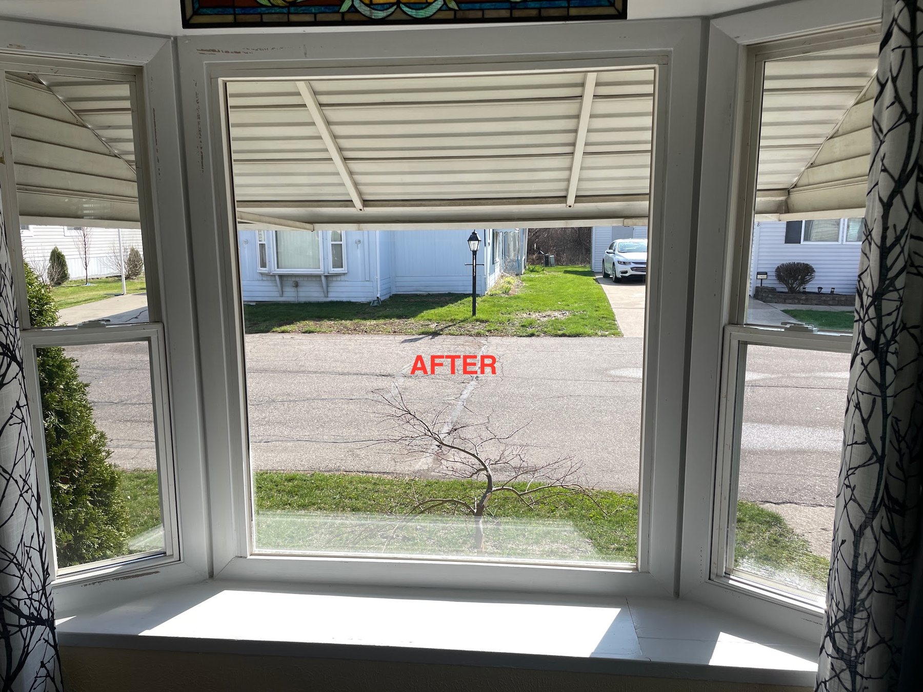 The same bay window after the insulated glass units were replaced